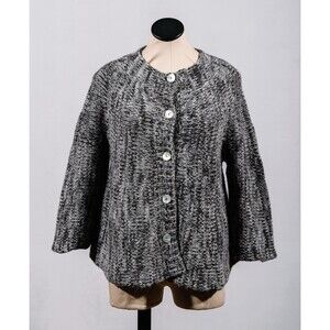 Made in Italy 28% Wool 7% Alpaca Gray Cropped 3/4 Sleeve Shrug Cardigan Sz L